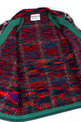 Vintage Adolfo Plaid Knit Jacket interior view @recessla