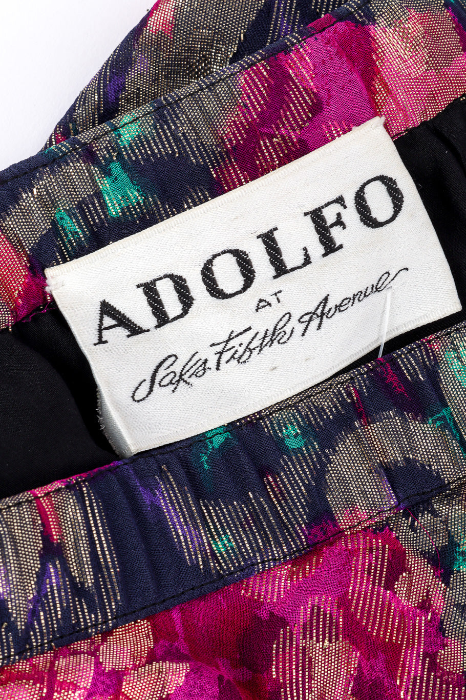 Vintage Adolfo Floral Metallic Skirt signature label closeup @recessla