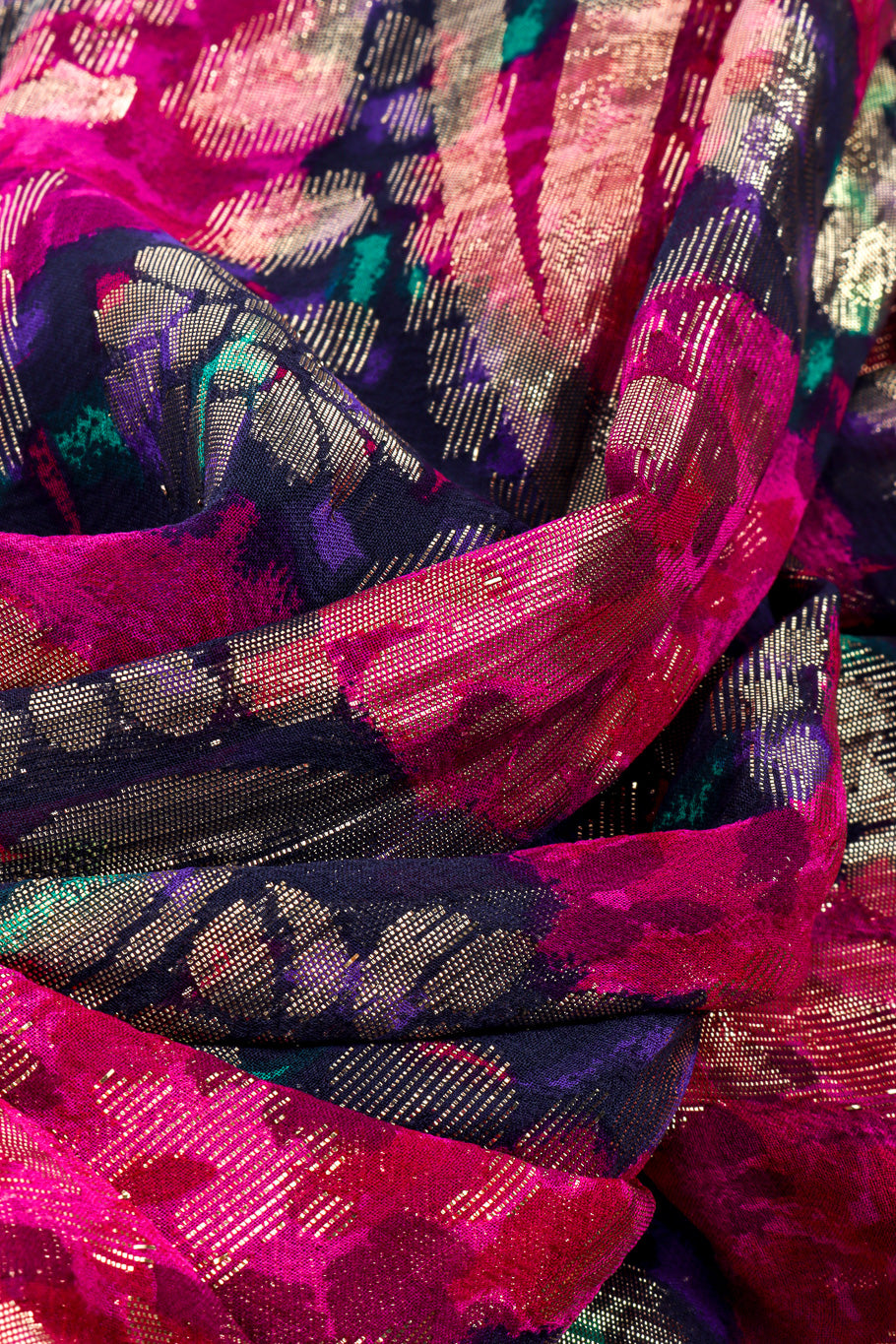 Vintage Adolfo Floral Metallic Skirt fabric closeup @recessla