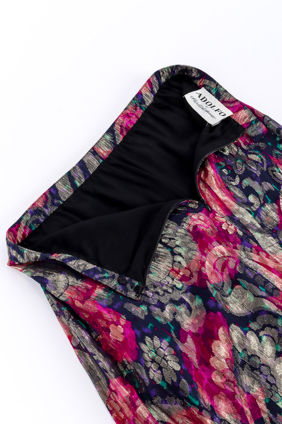 Vintage Adolfo Floral Metallic Skirt unzipped @recessla