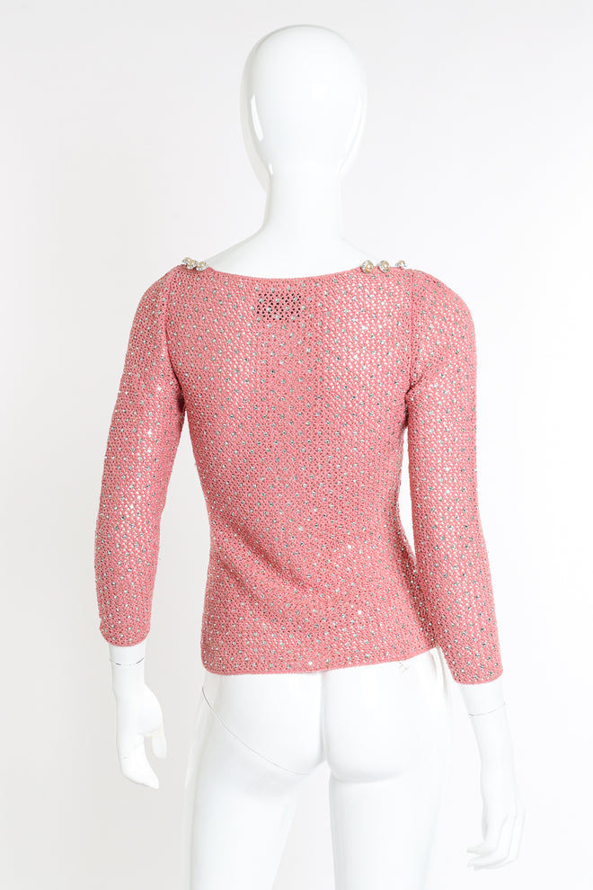 Vintage Adolfo Crystal Open Knit Top II back on mannequin @recessla