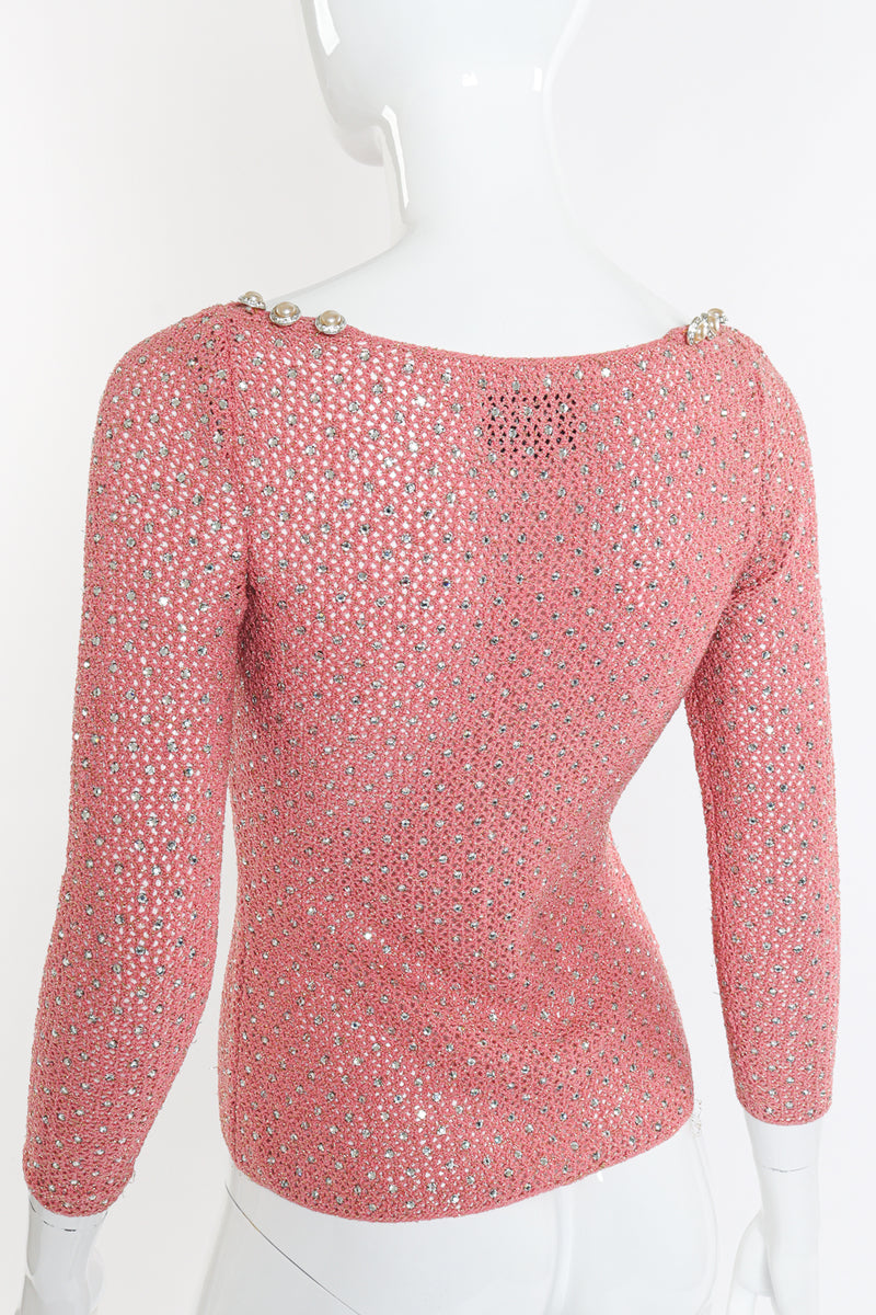 Vintage Adolfo Crystal Open Knit Top II back on mannequin closeup @recessla