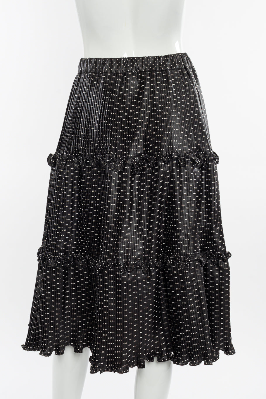 Vintage Adolfo Polka Dot Pleated Skirt back on mannequin closeup @recessla