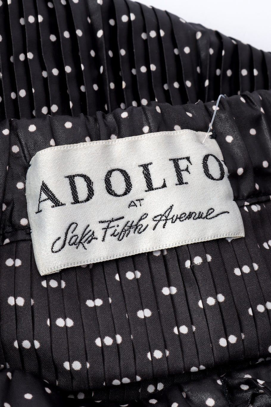 Vintage Adolfo Polka Dot Pleated Skirt signature label closeup @recessla