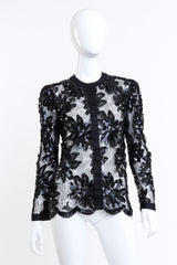 Adolfo Floral Sequin Lace Top on mannequin @RECESS LA