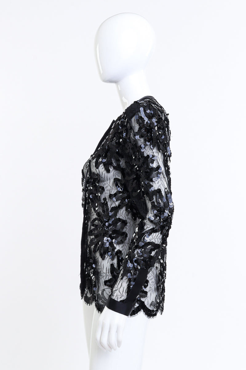 Adolfo Floral Sequin Lace Top on mannequin @RECESS LA