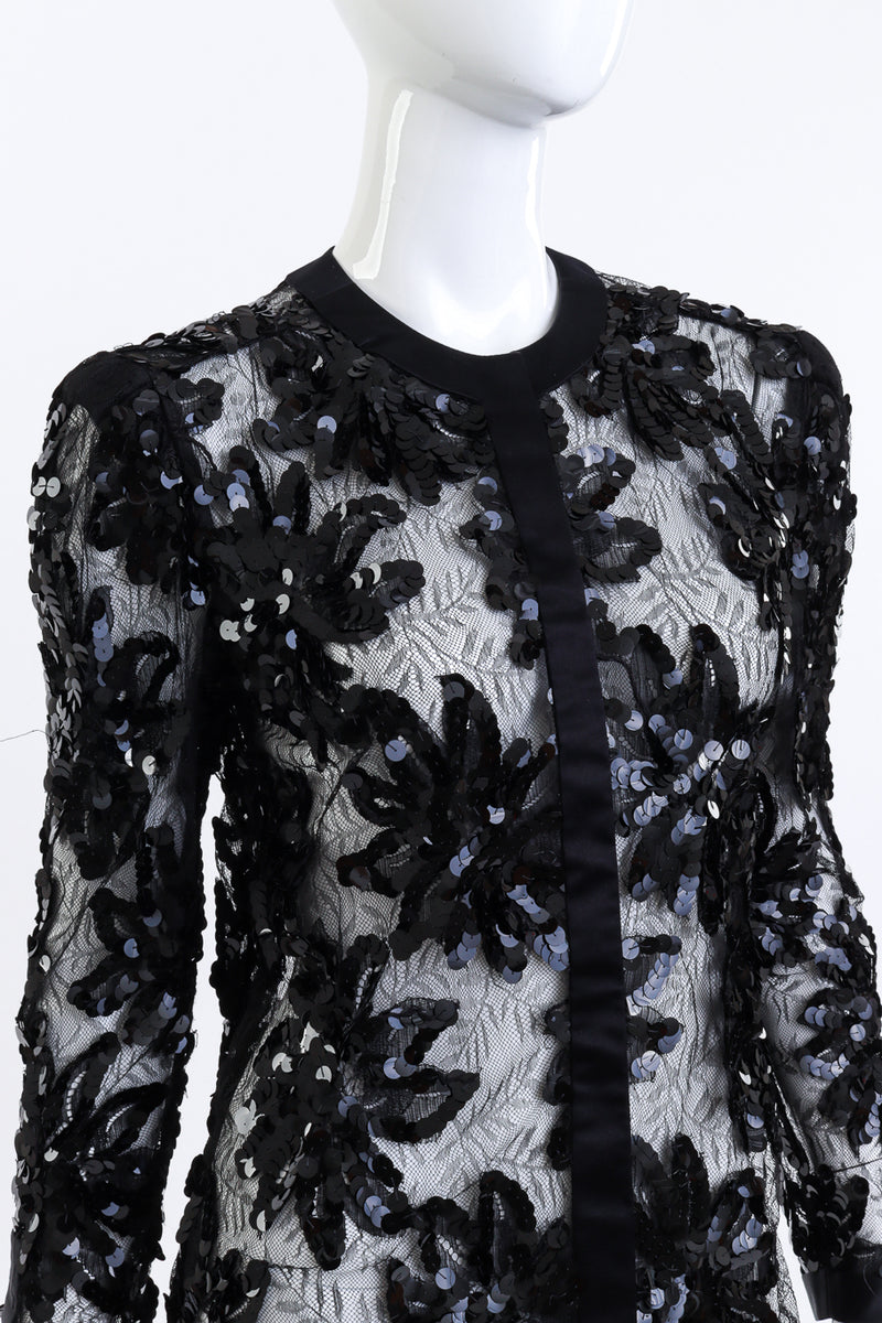 Adolfo Floral Sequin Lace Top detail mannequin @RECESS LA