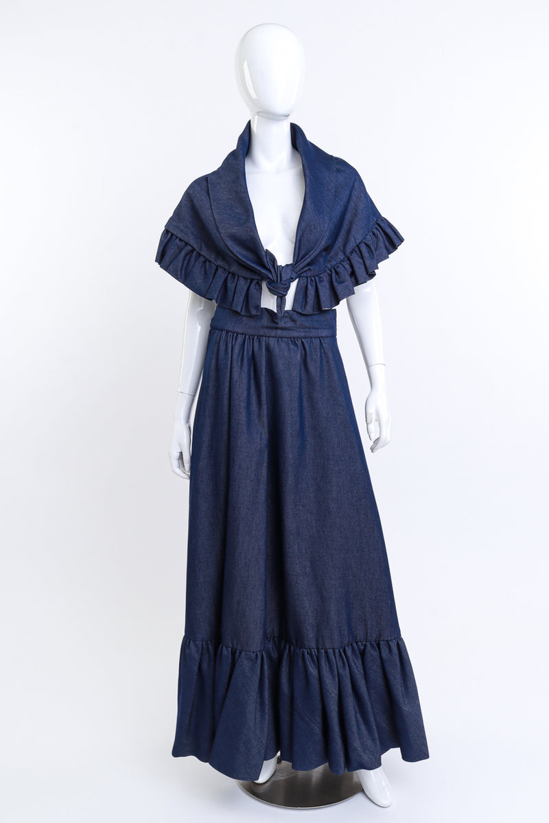 Adolfo Denim Shawl & Skirt Set on mannequin @RECESS LA