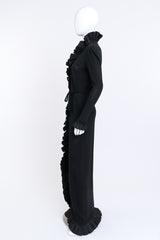 Vintage Adolfo Long Ruffled Knit Wrap Dress side on mannequin @recess la