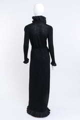 Vintage Adolfo Long Ruffled Knit Wrap Dress back on mannequin @recess la