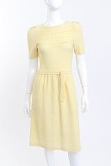 Adolfo Pastel Yellow Ribbon Weave Knit Dress on mannequin @RECESS LA