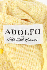 Adolfo Pastel Yellow Ribbon Weave Knit Dress label @RECESS LA