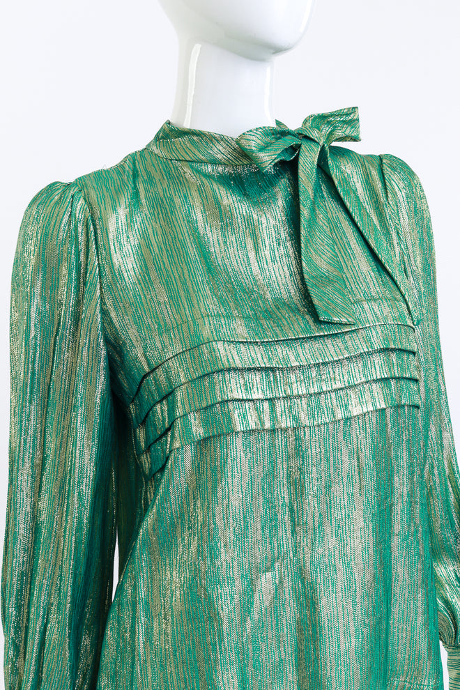 Adolfo Lamé Pussybow Ruffle Blouse detail mannequin @RECESS LA