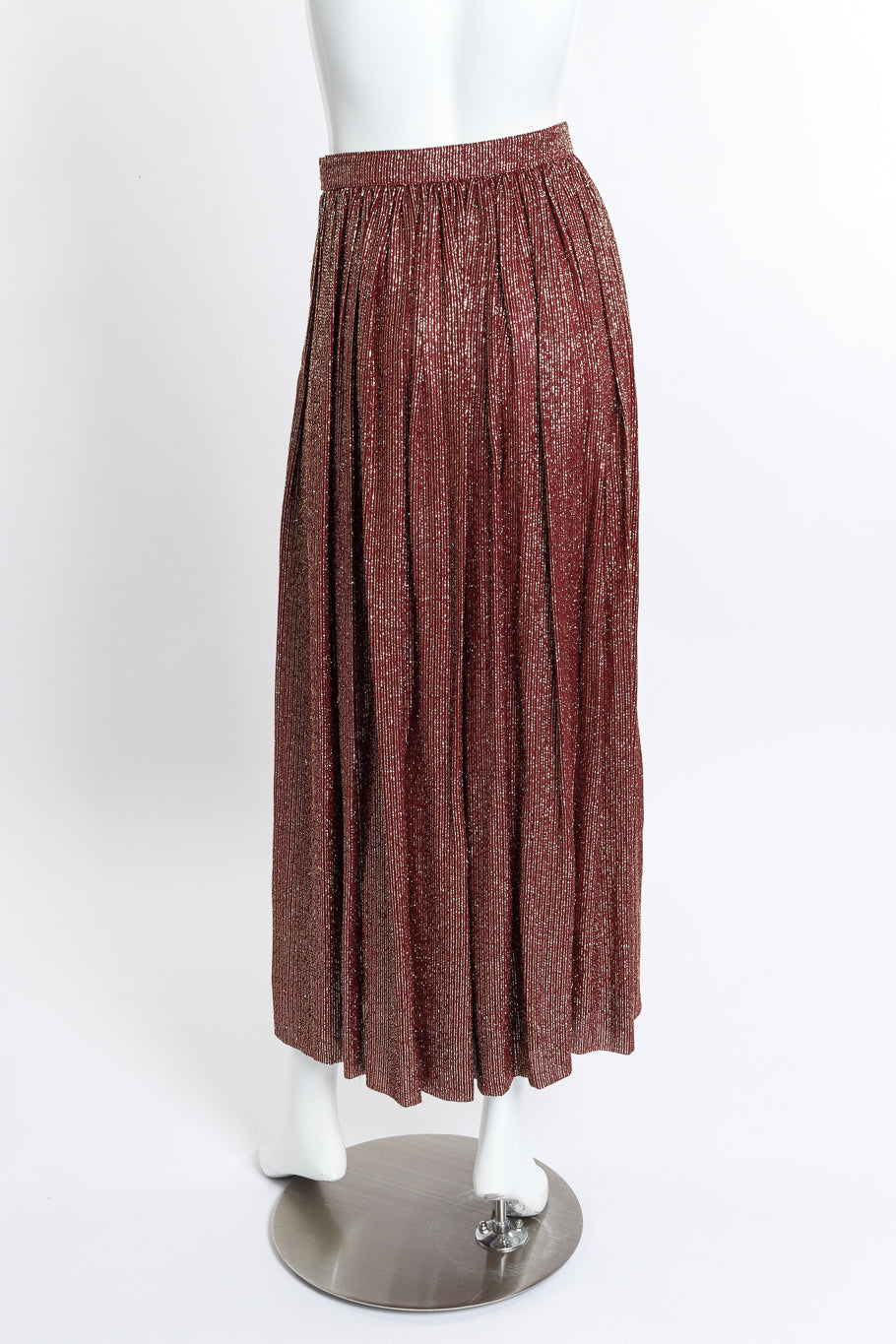 Vintage Adolfo Lamé Blouse & Pleated Skirt Set skirt back on mannequin @recess la