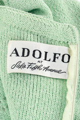 Adolfo Pastel Green Ribbon Weave Knit Dress label @RECESS LA