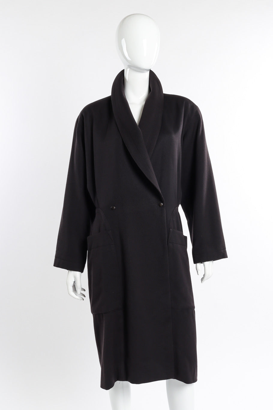 Vintage Alaia Oversized Double Breasted Wool Coat front view on mannequin @recessla