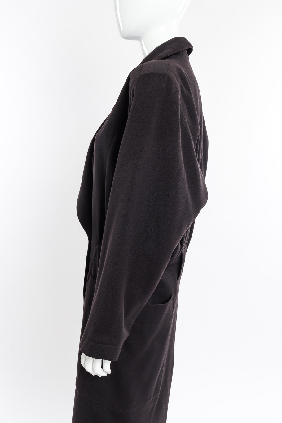 Vintage Alaia Oversized Double Breasted Wool Coat side view on mannequin closeup @recessla