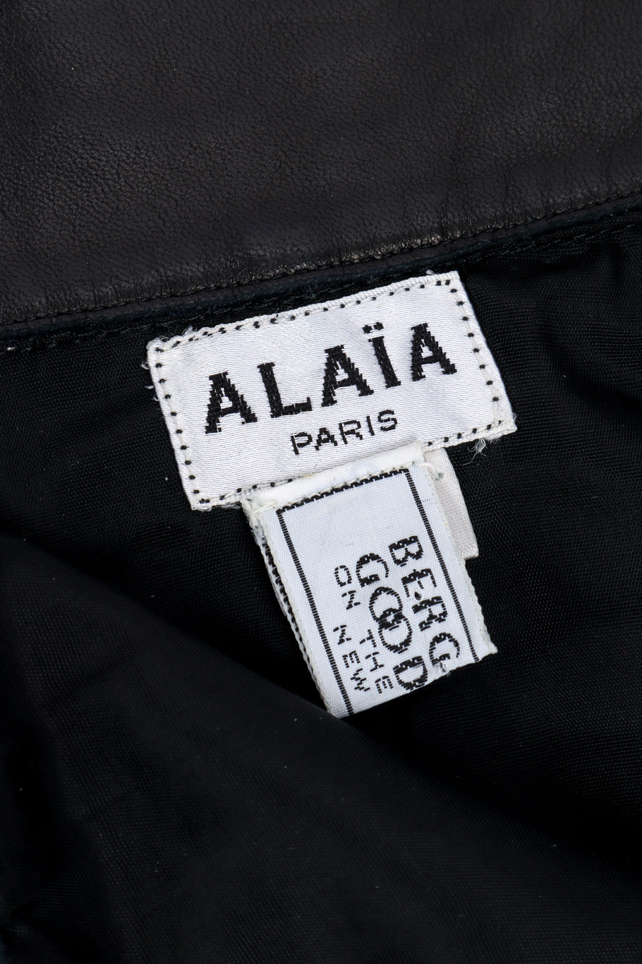 Vintage Alaia Leather Pencil Skirt signature labels closeup @recessla