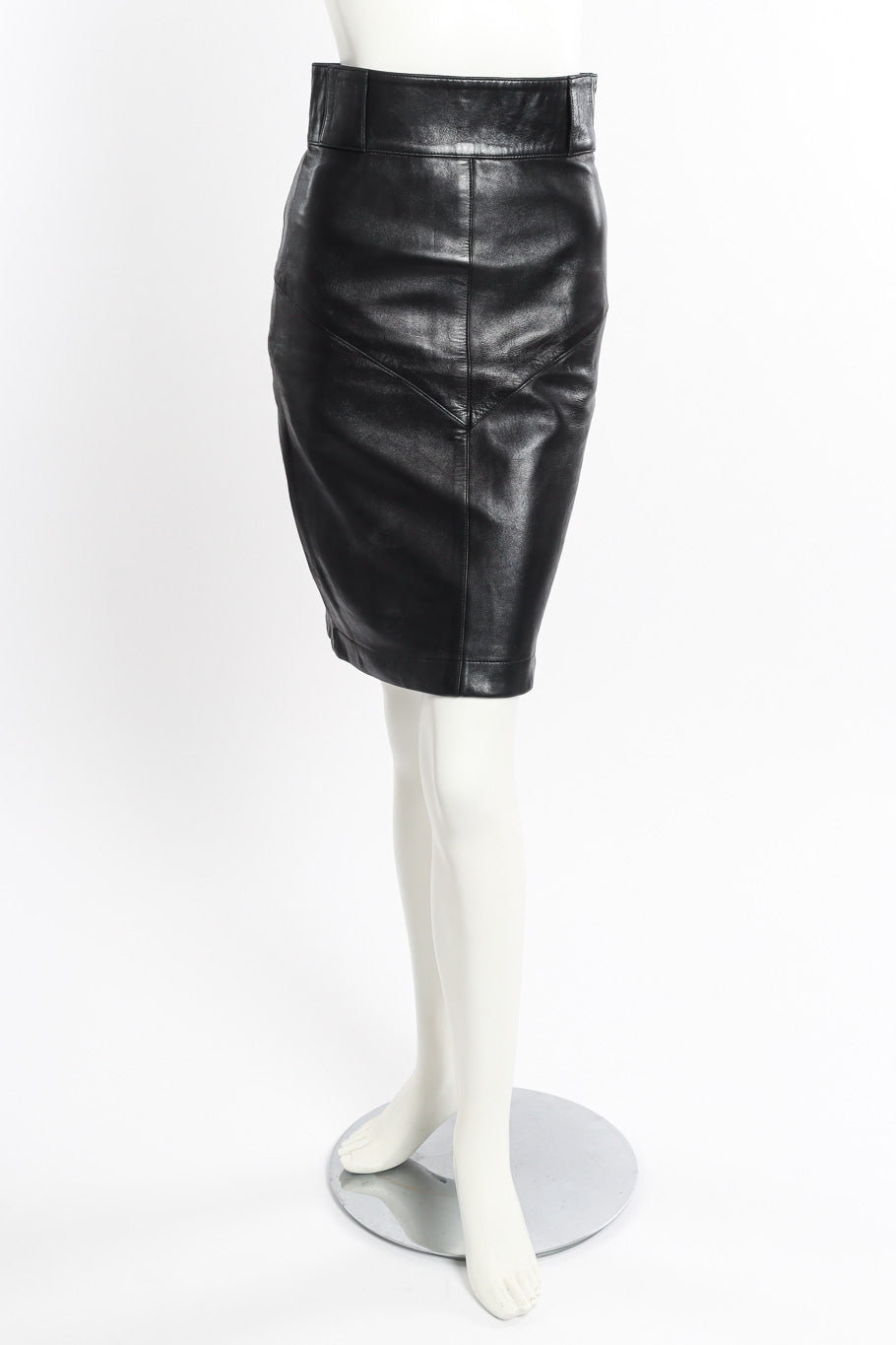 Vintage Alaia Leather Pencil Skirt front on mannequin @recessla