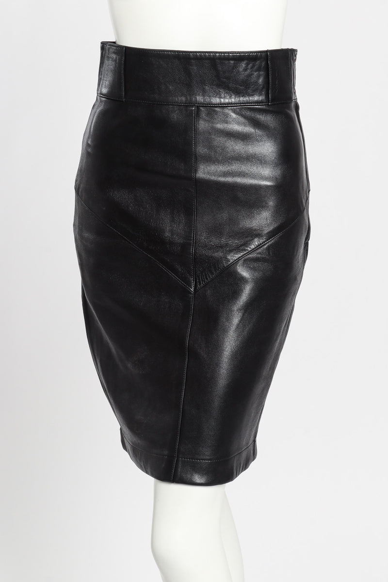 ALAÏA Women's Black Coated Pencil Skirt