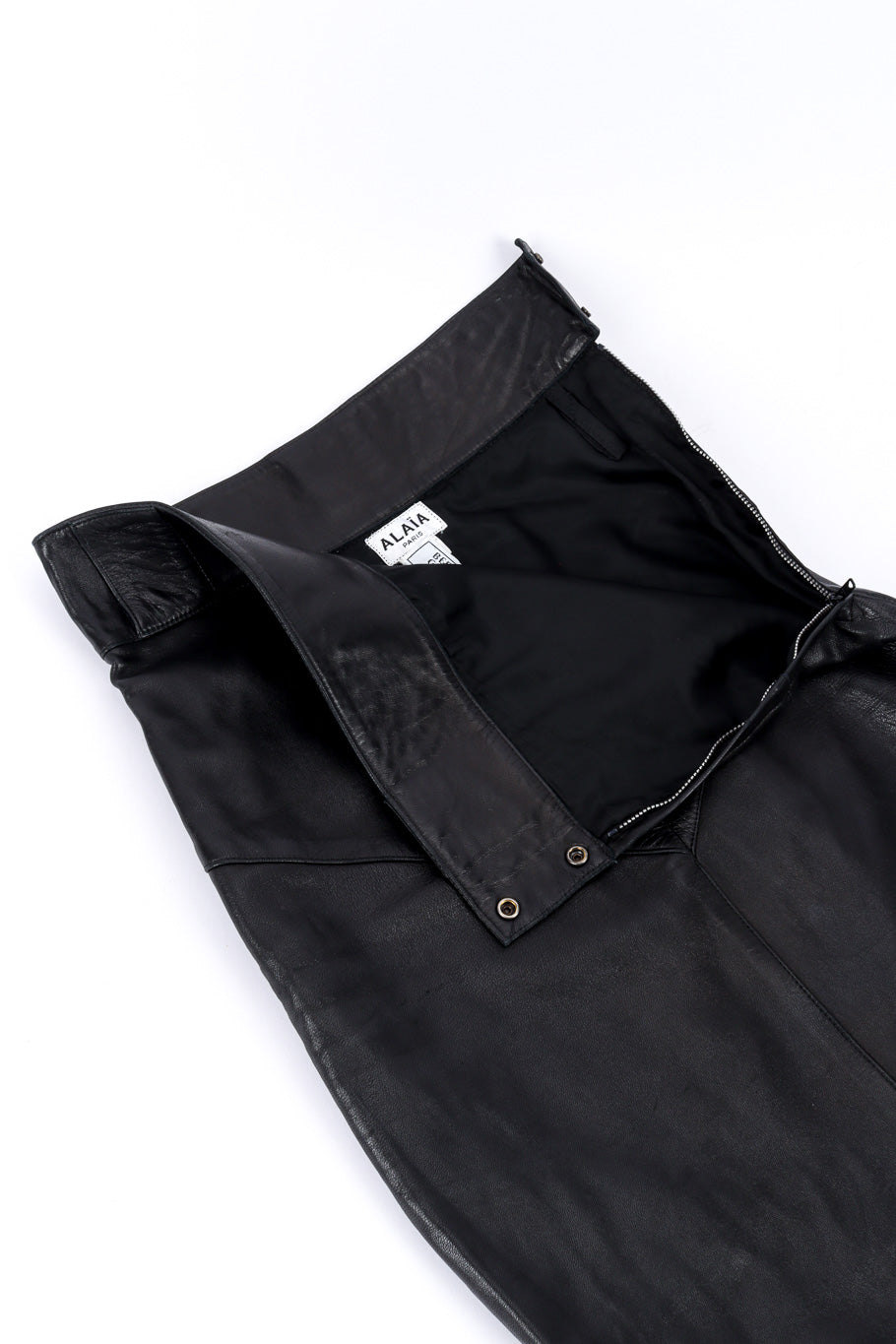 Vintage Alaia Leather Pencil Skirt unzipped @recessla