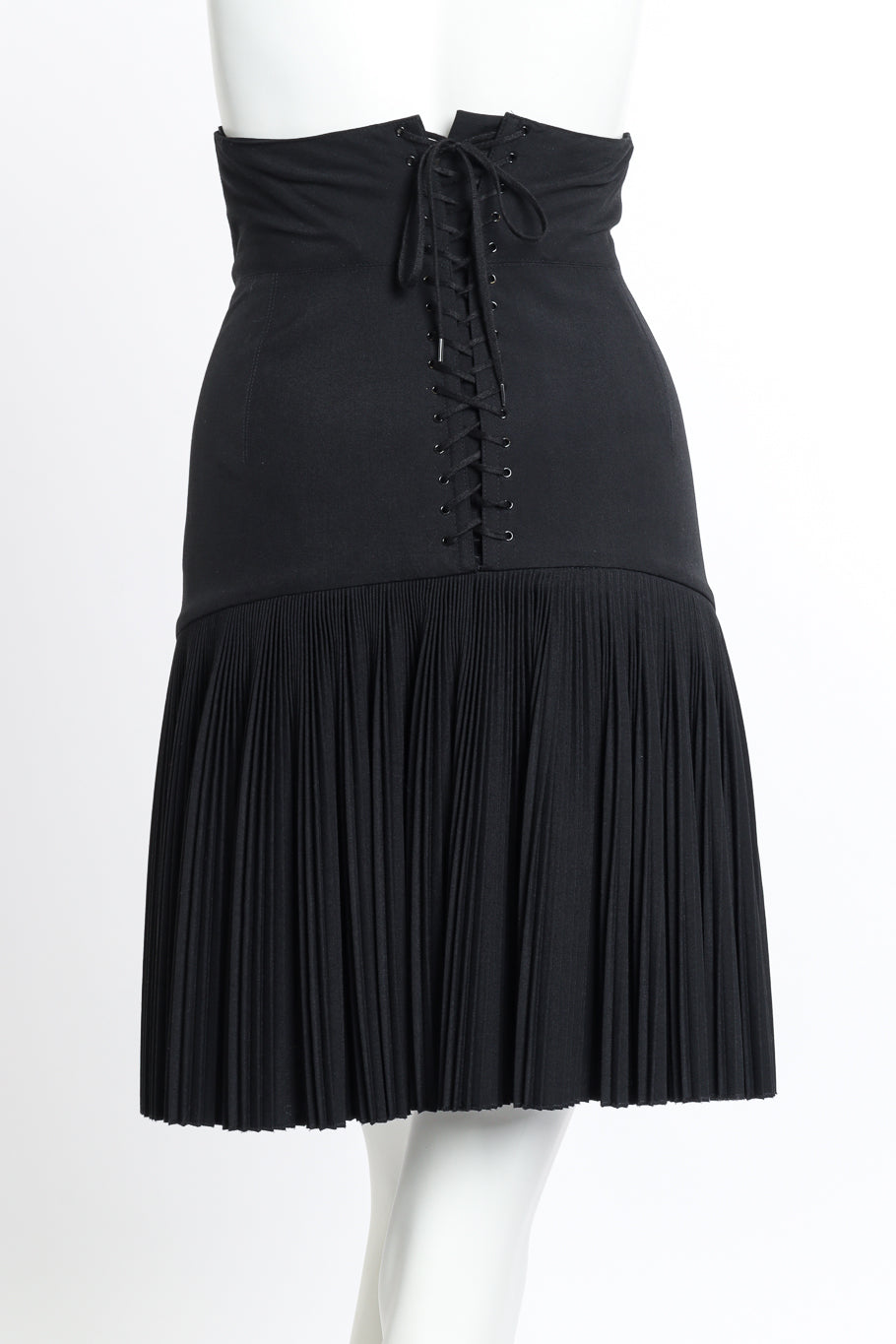 Vintage Alaïa Pleated Corset Skirt back on mannequin closeup @recess la