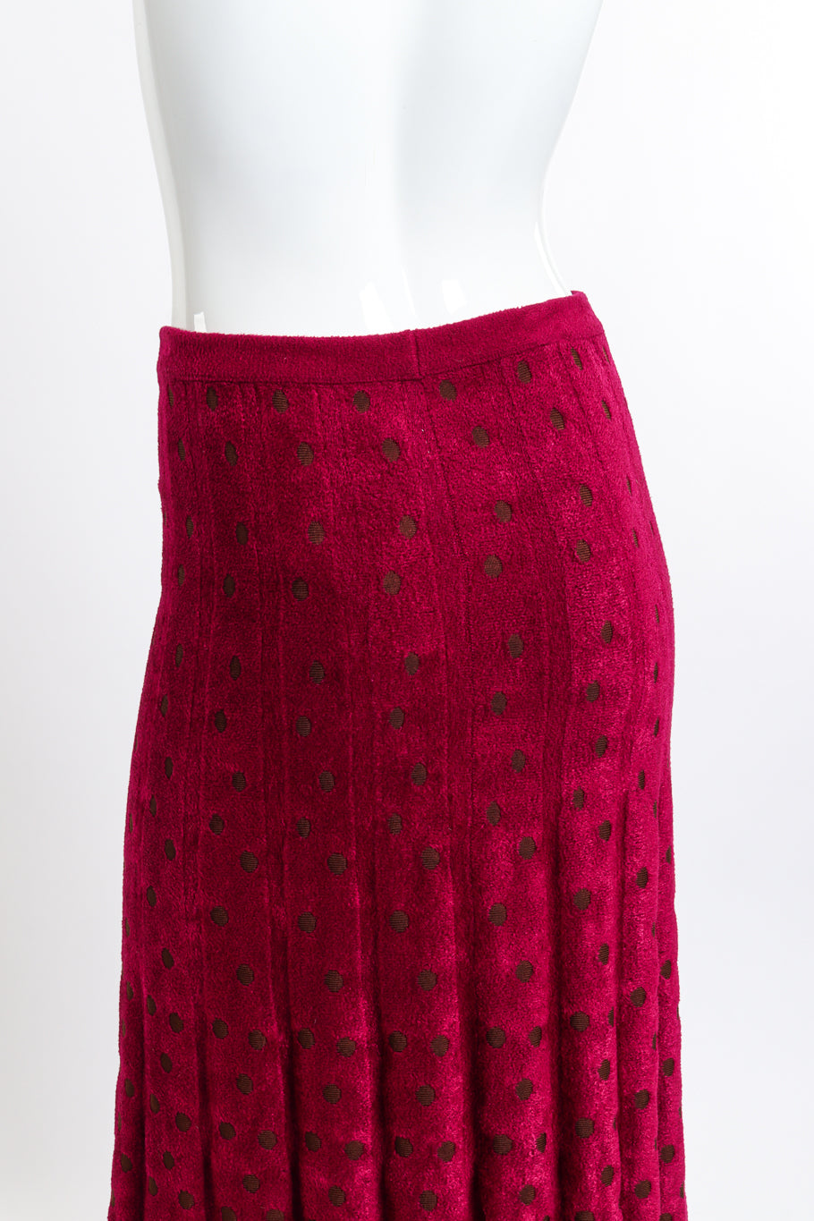 Alaïa Long Polka Dot Skirt back on mannequin closeup @recessla
