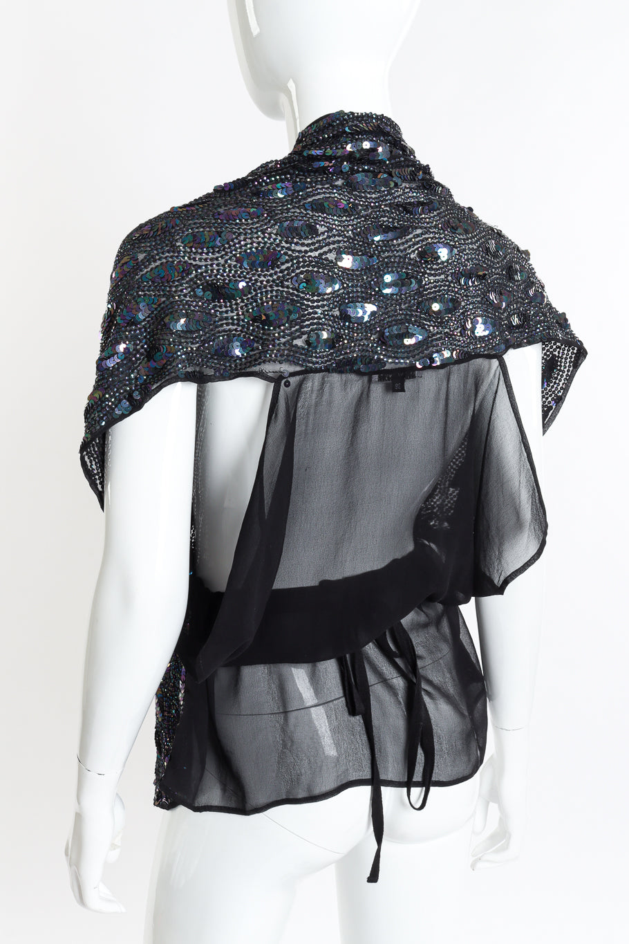 Ann Demeulemeester Silk Sequin Vest Top back on mannequin closeup @recessla
