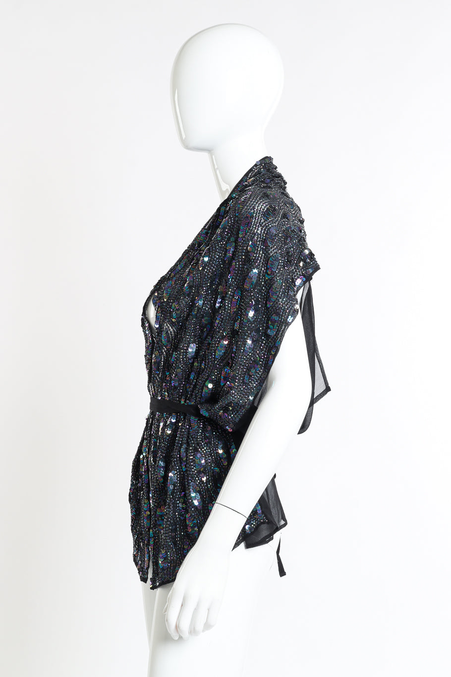 Ann Demeulemeester Silk Sequin Vest Top side on mannequin @recessla
