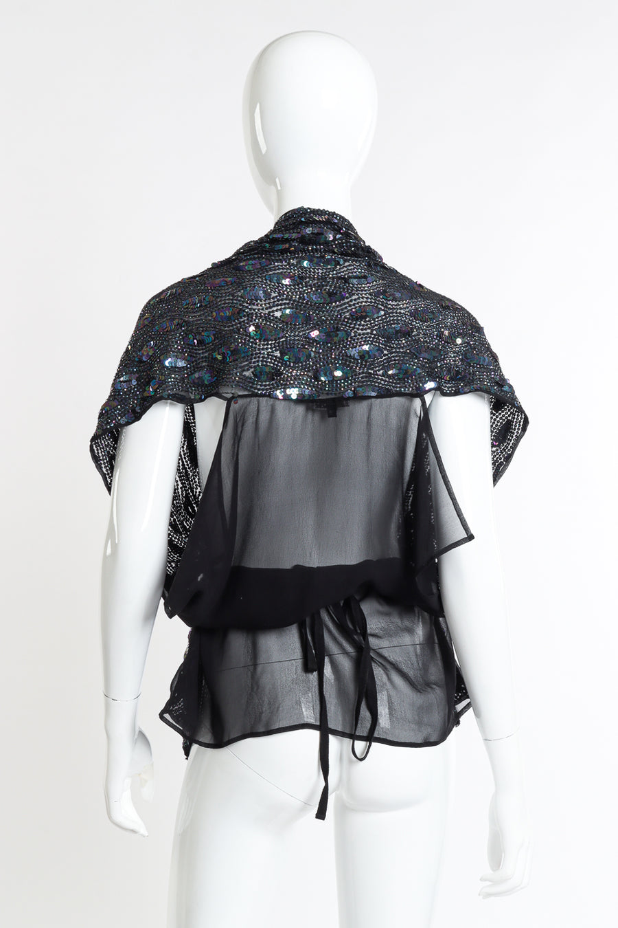 ANN DEMEULEMEESTER rayon×silk sier top Ann Demeulemeester Silk Sequin Top – Recess