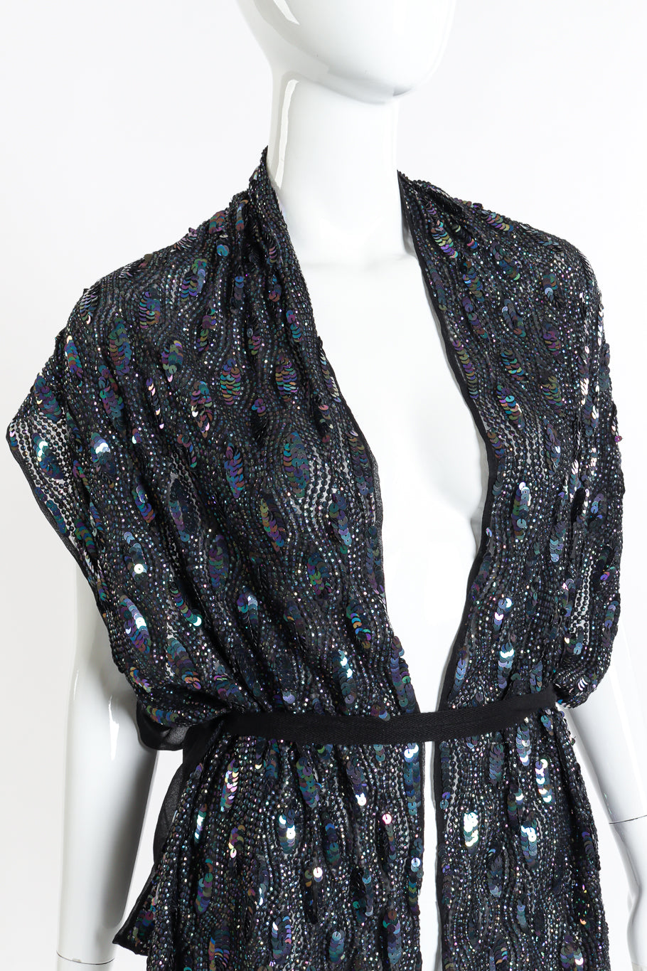 Ann Demeulemeester Silk Sequin Vest Top front on mannequin closeup @recessla