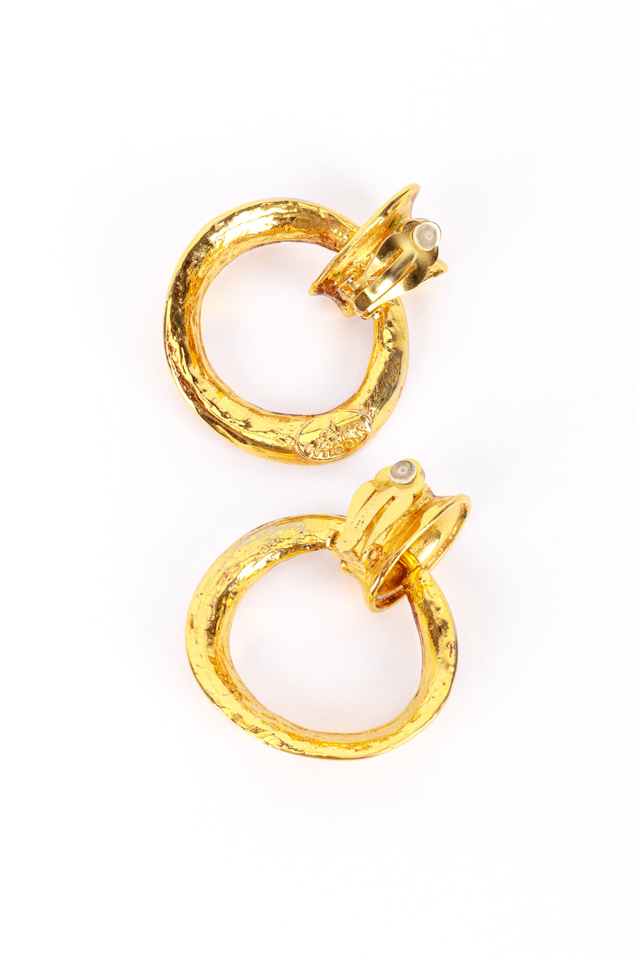 Antigona Paris Hammered Drop Hoop Earrings back @RECESS LA