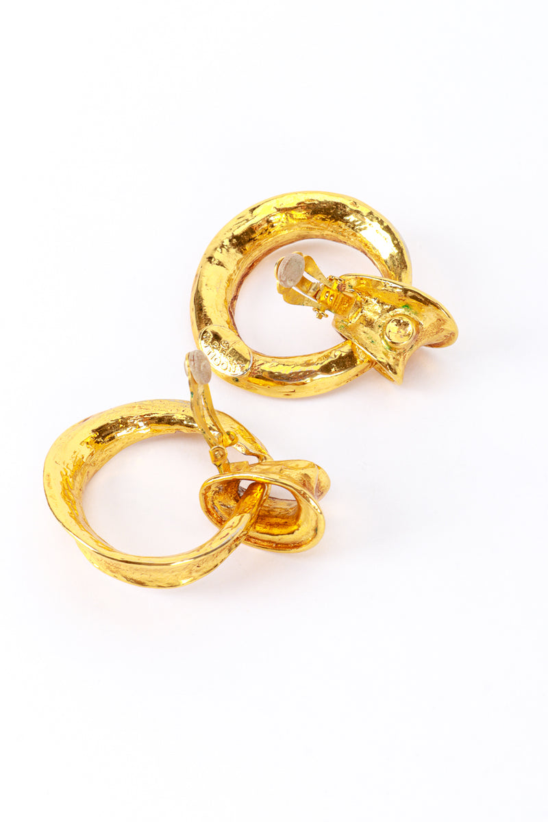 Antigona Paris Hammered Drop Hoop Earrings open @RECESS LA