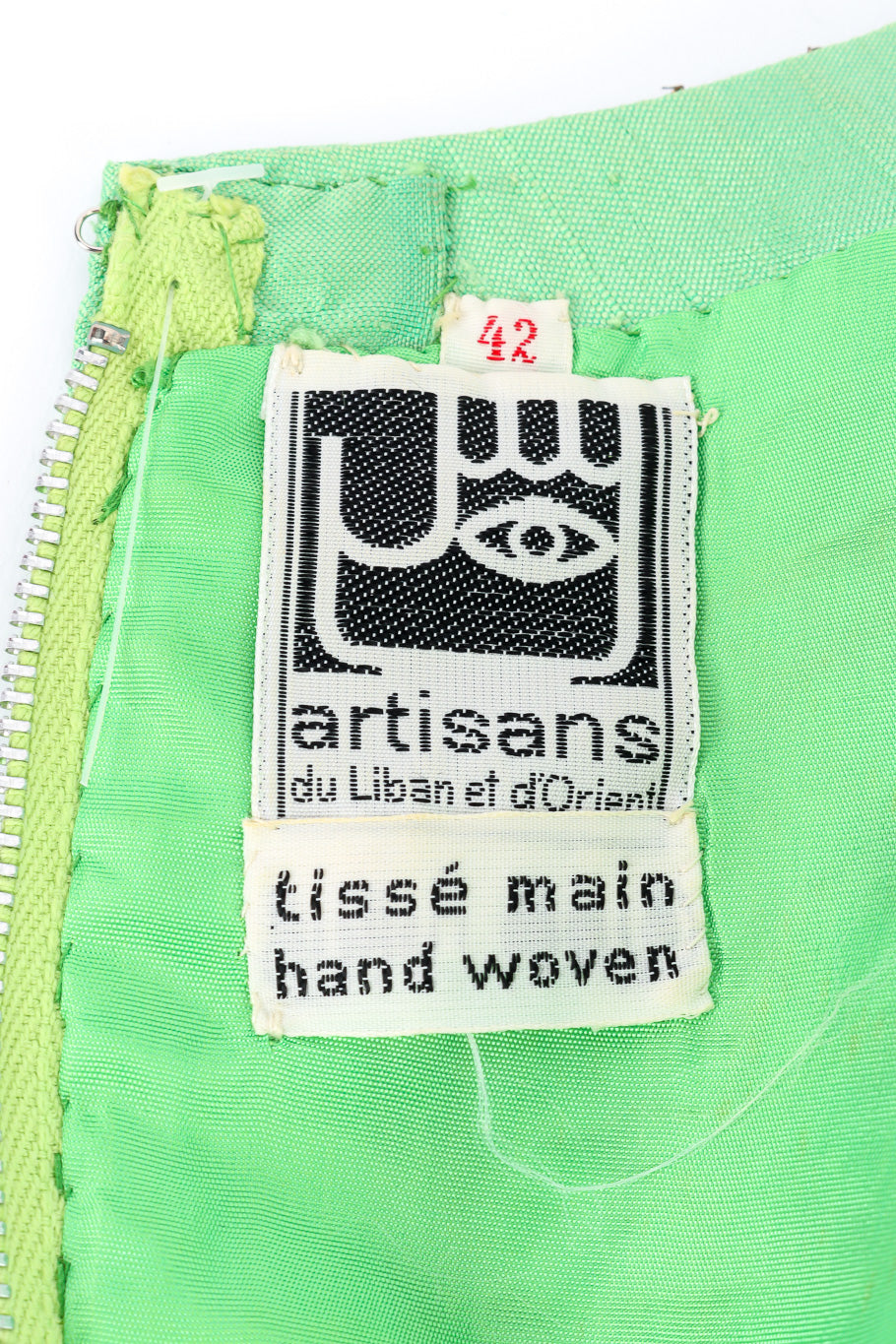 Vintage Artisans Brocade Embellished Tunic Dress label closeup @Recessla
