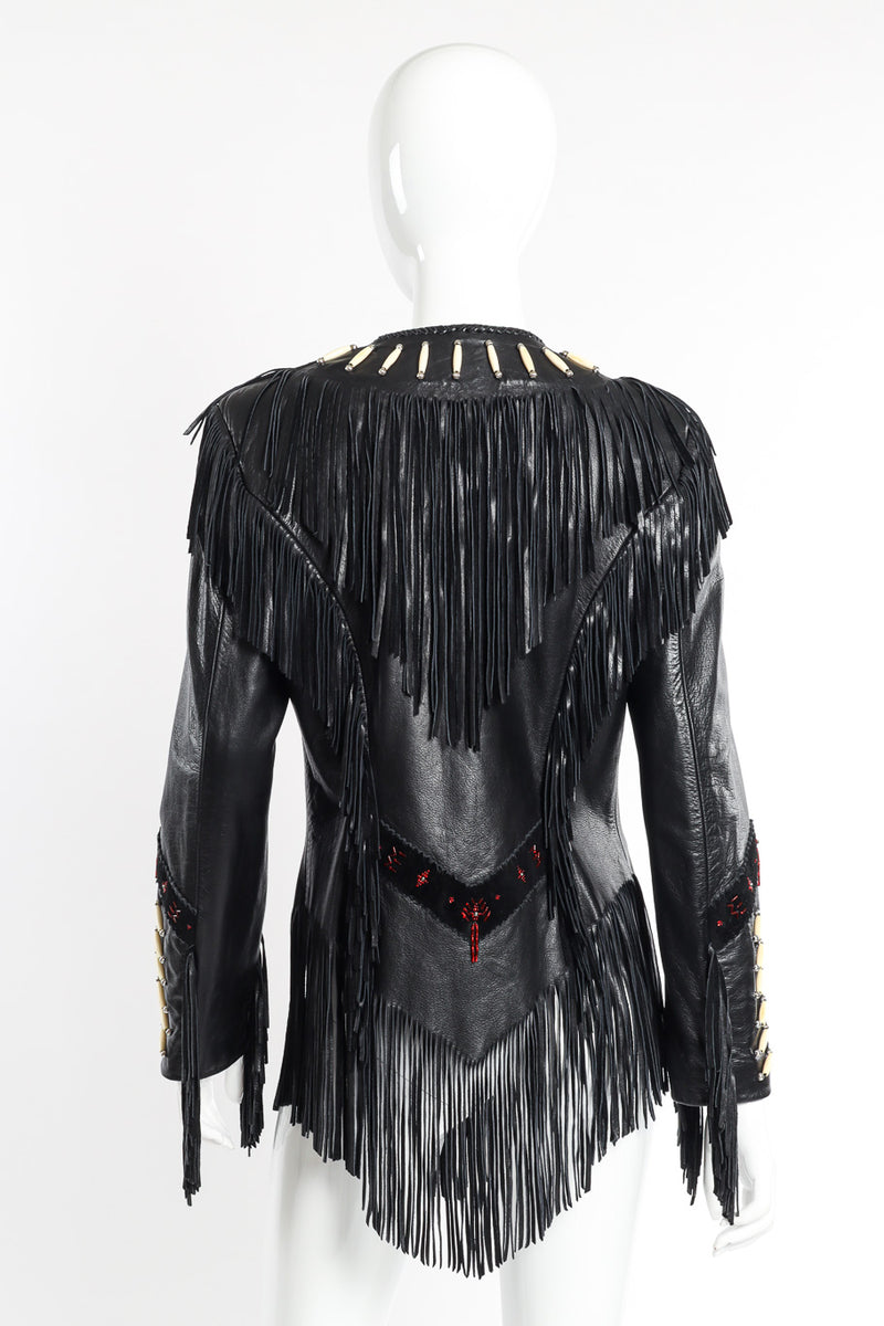 Vintage Arturo Beaded Leather Fringe Jacket back view on mannequin @recessla