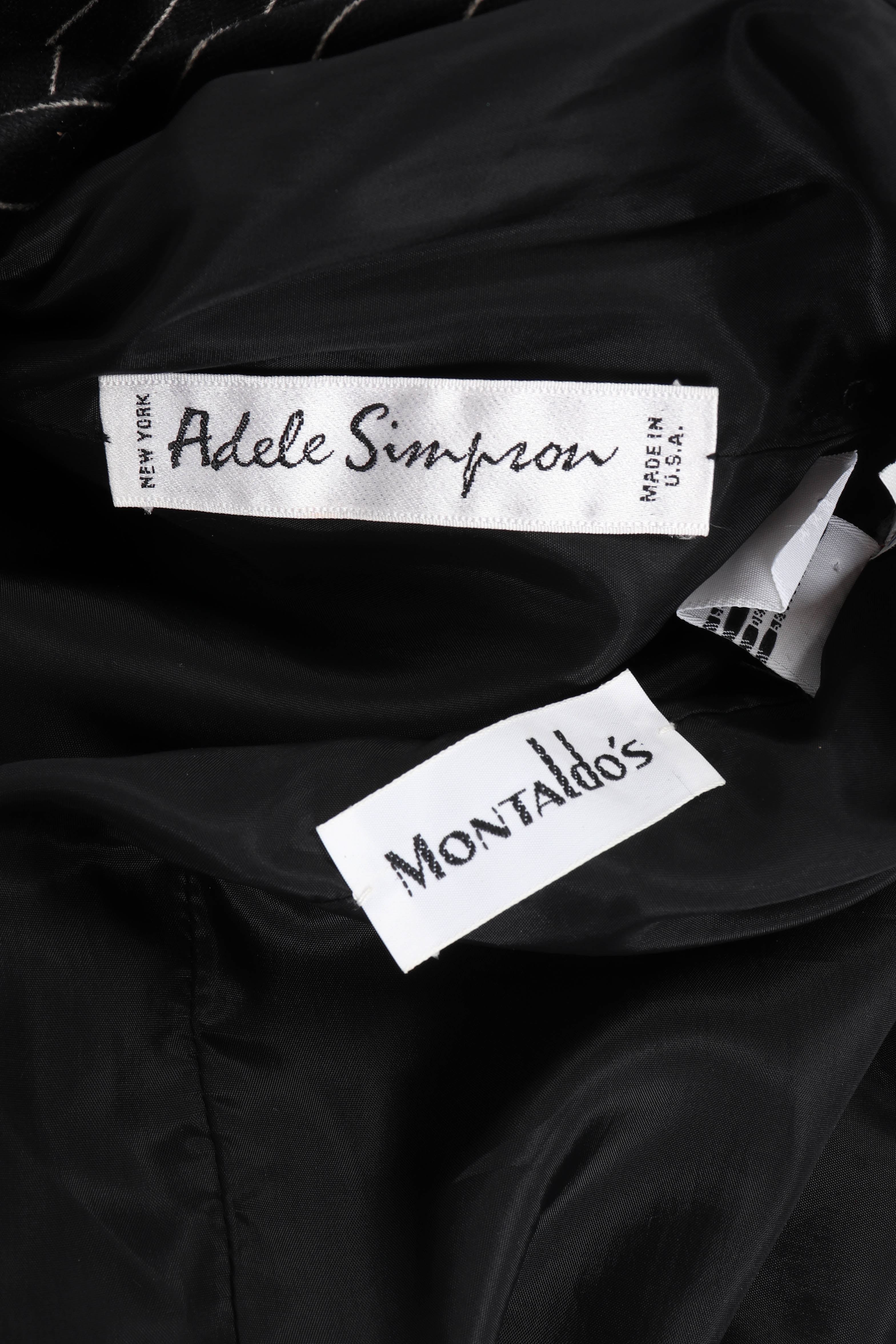 Vintage Adele Simpson Beaded Pinstripe Dress signature labels closeup @recess la