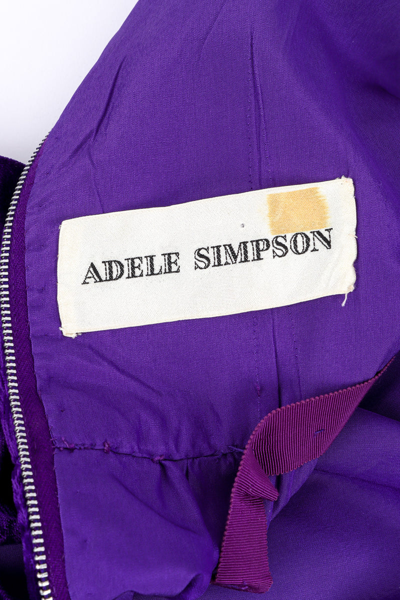 Vintage Adele Simpson Velvet Fringe Dress signature label closeup @recessla