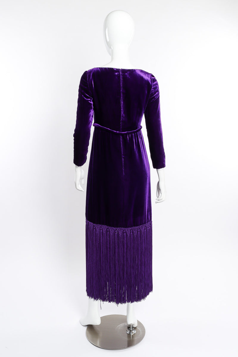 Vintage Adele Simpson Velvet Fringe Dress back on mannequin @recessla
