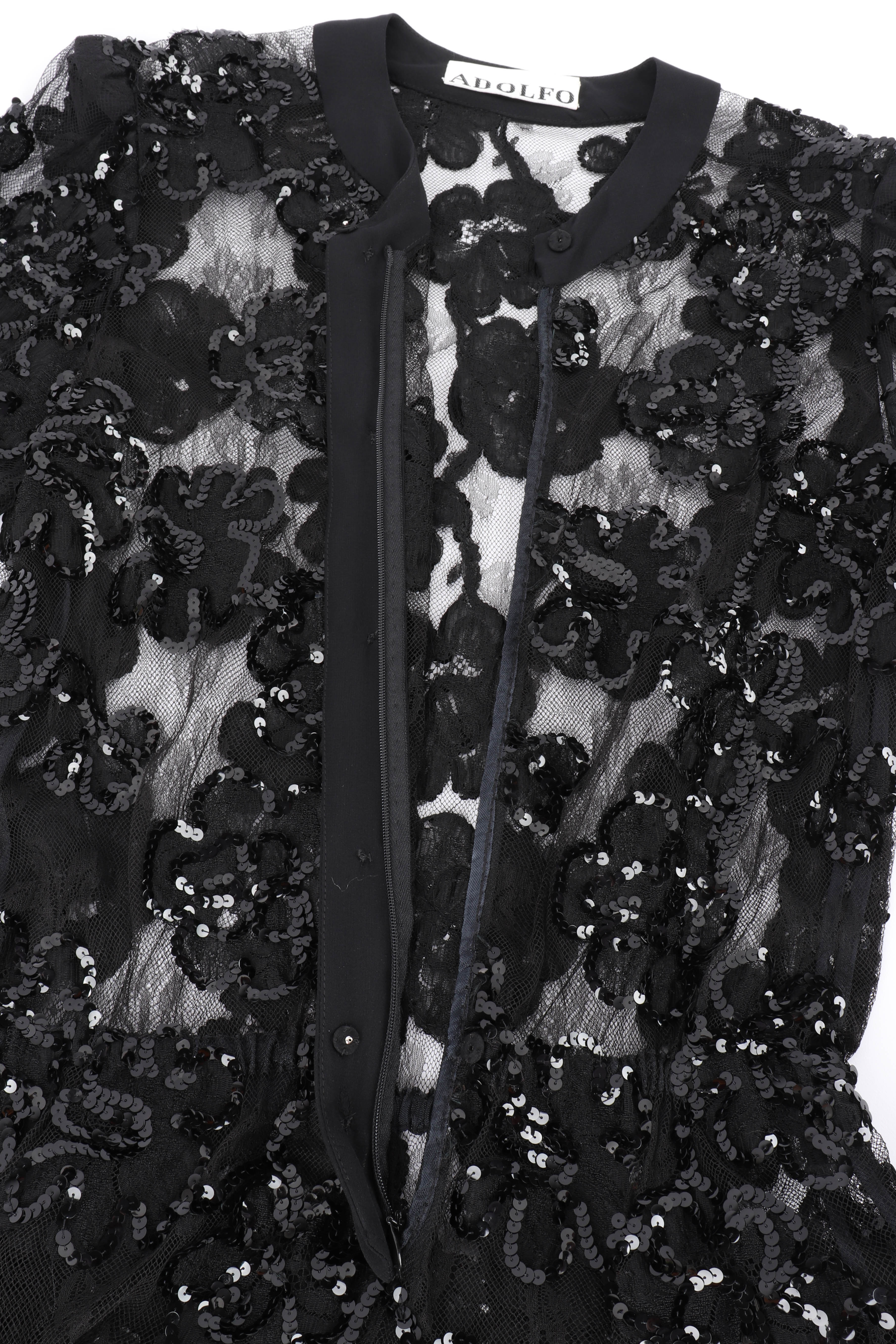 Vintage Adolfo Sequin Lace Dress zipper closeup @recessla