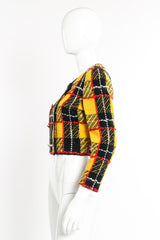 Vintage Adolfo Cropped Plaid Bouclé Jacket side on mannequin @recessla