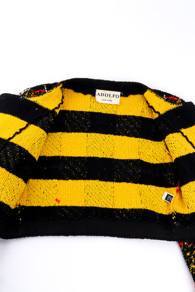 Vintage Adolfo Cropped Plaid Bouclé Jacket interior view @recessla