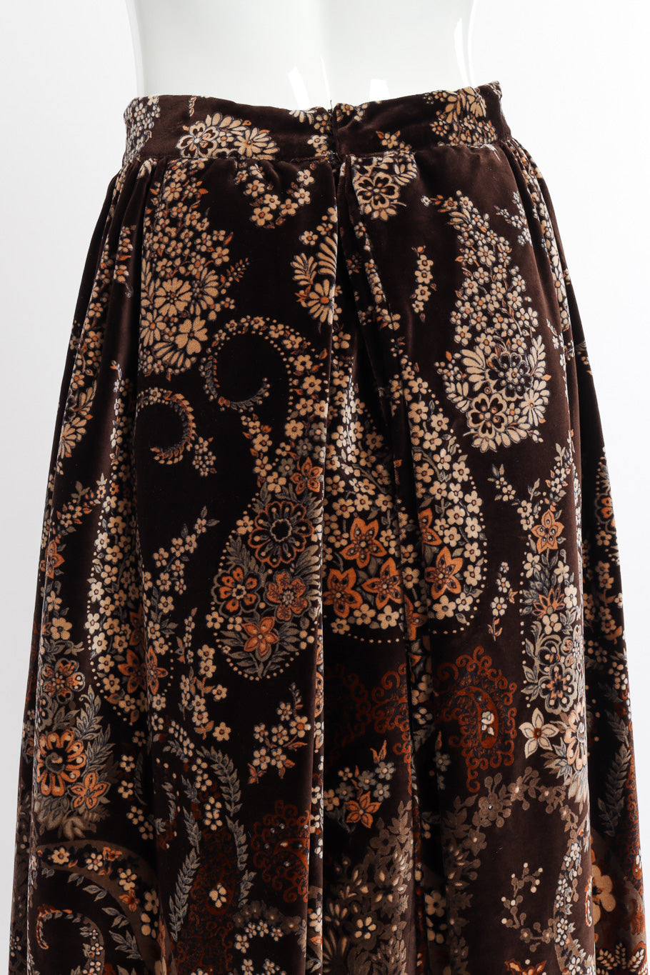 Vintage Adolfo Floral Velvet Ball Skirt back on mannequin closeup @recessla