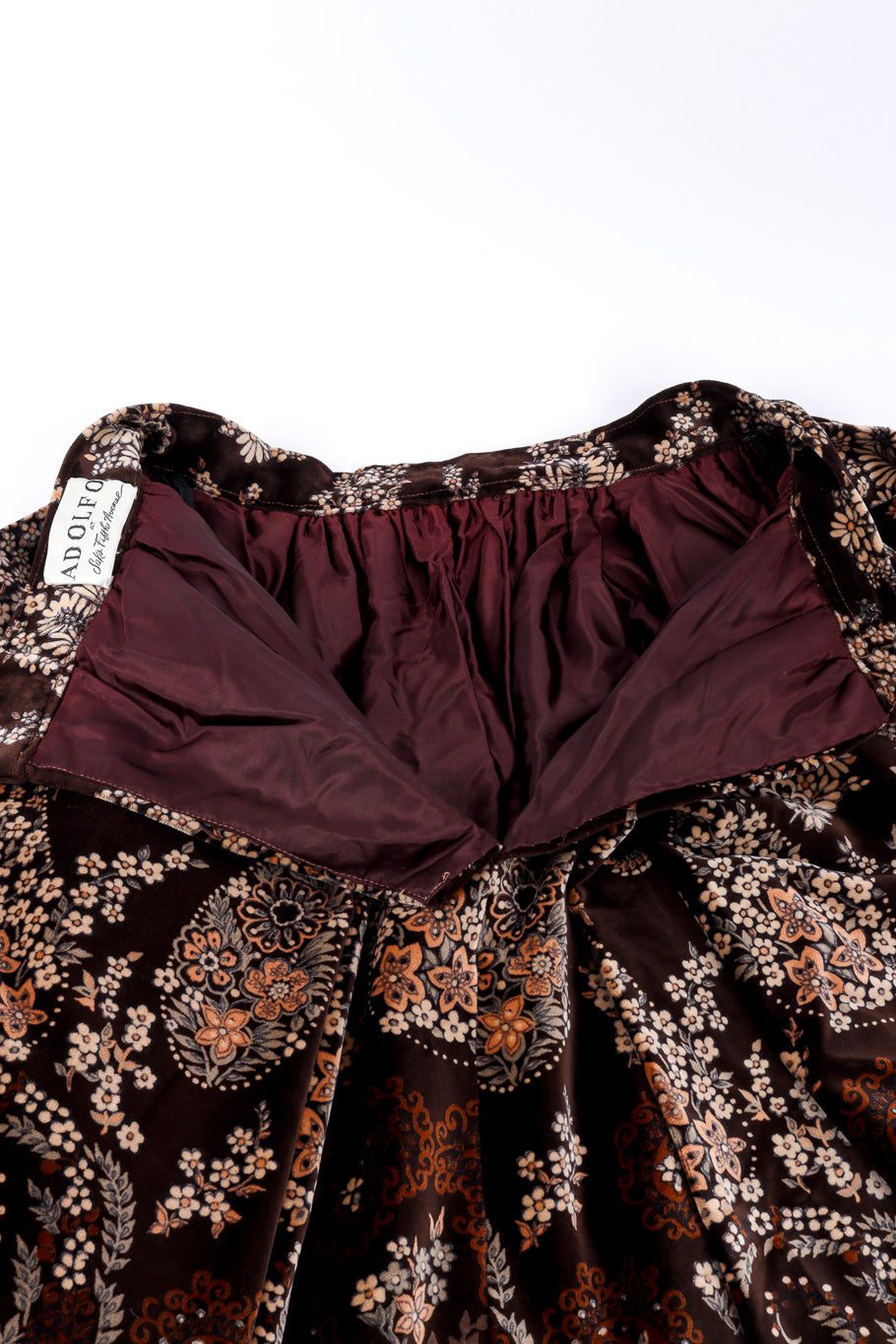 Vintage Adolfo Floral Velvet Ball Skirt back unzipped @recessla