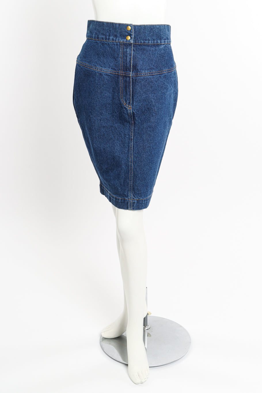 Vintage Alaia Denim Pencil Skirt front on mannequin @recessla