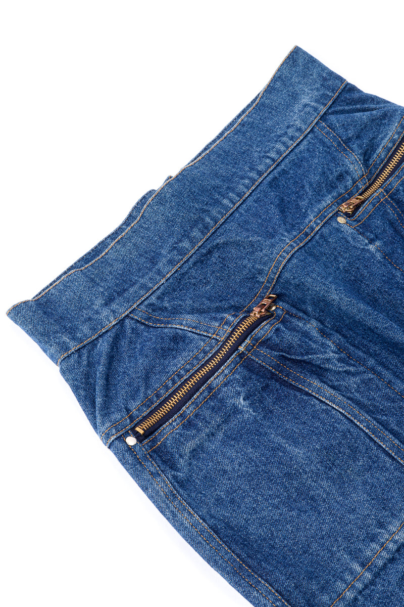 Vintage Alaia Denim Pencil Skirt back zipper pocket closeup @recessla