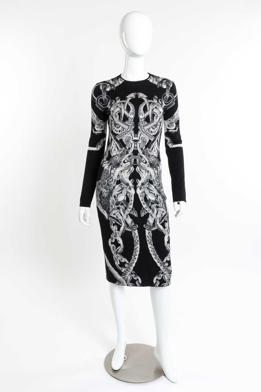 【Alexander McQueen】★round neck dress Alexander McQueen 2010 A/W Graphic Knit Dress – Recess