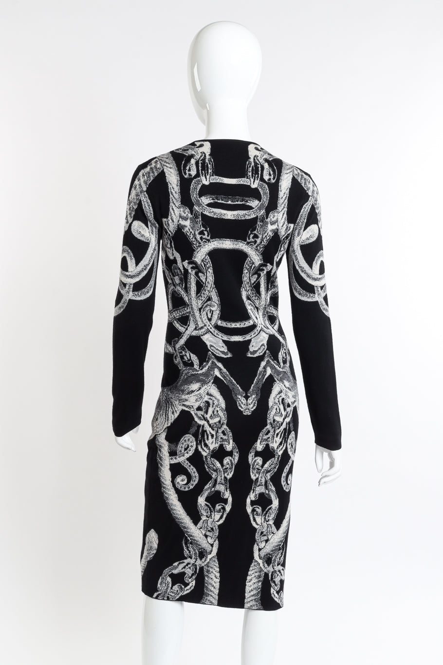 Alexander McQueen 2010 A/W Graphic Knit Dress back on mannequin closeup @recessla