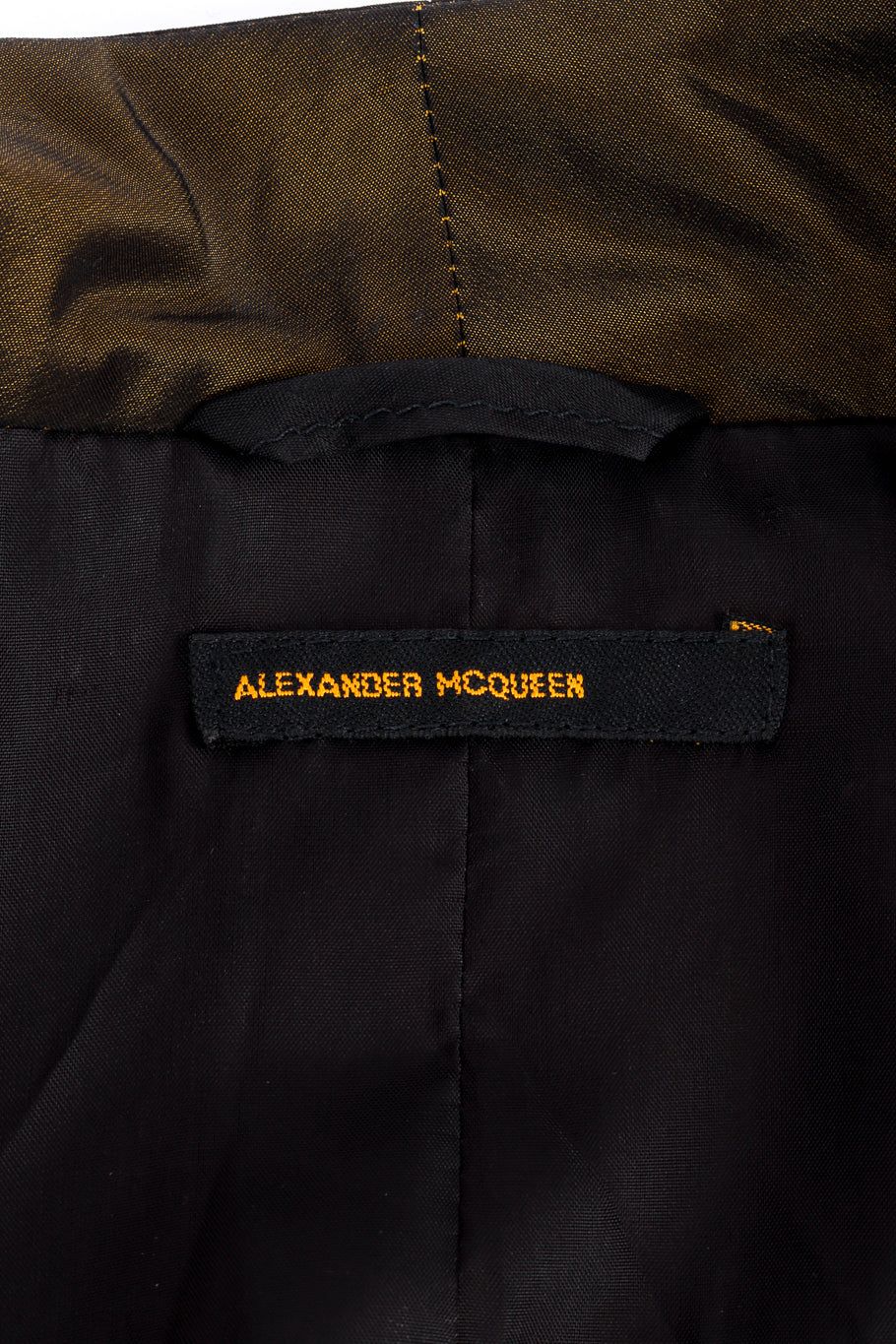 Vintage Alexander McQueen 1997 S/S Tafetta Cutaway Jacket & Skirt Set jacket label @recess la