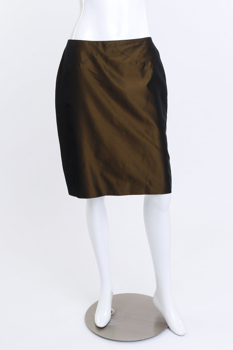 Vintage Alexander McQueen 1997 S/S Tafetta Cutaway Jacket & Skirt Set skirt front on mannequin @recess la