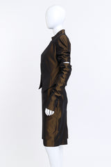 Vintage Alexander McQueen 1997 S/S Tafetta Cutaway Jacket & Skirt Set side on mannequin @recess la